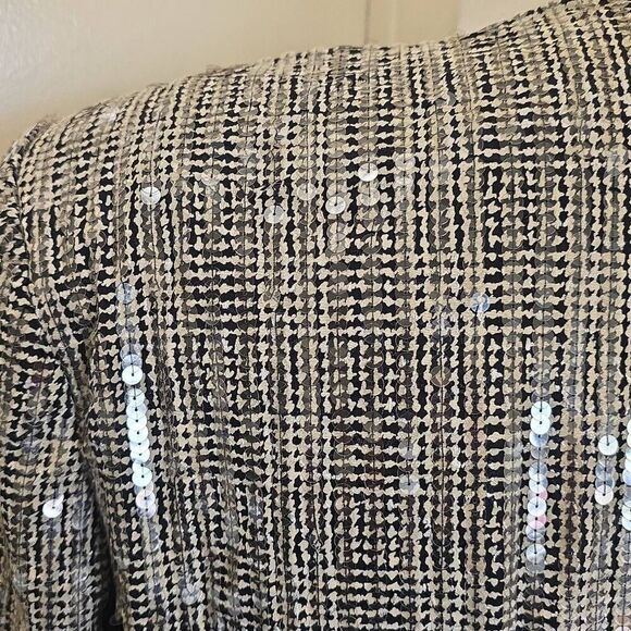 Nolan Miller Vtg Sequin Jkt and Matching Shell, Blk/Ivory Plaid, EUC, 12 - Picture 8 of 10